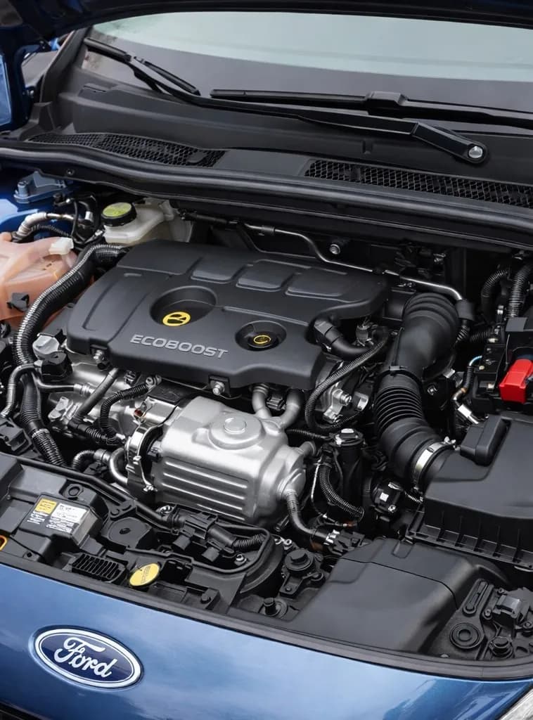 A Ford EcoBoost petrol engine under the bonnet of a Ford