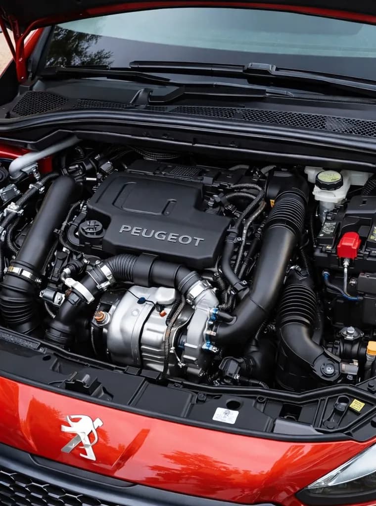 A Peugeot PureTech petrol engine under the bonnet